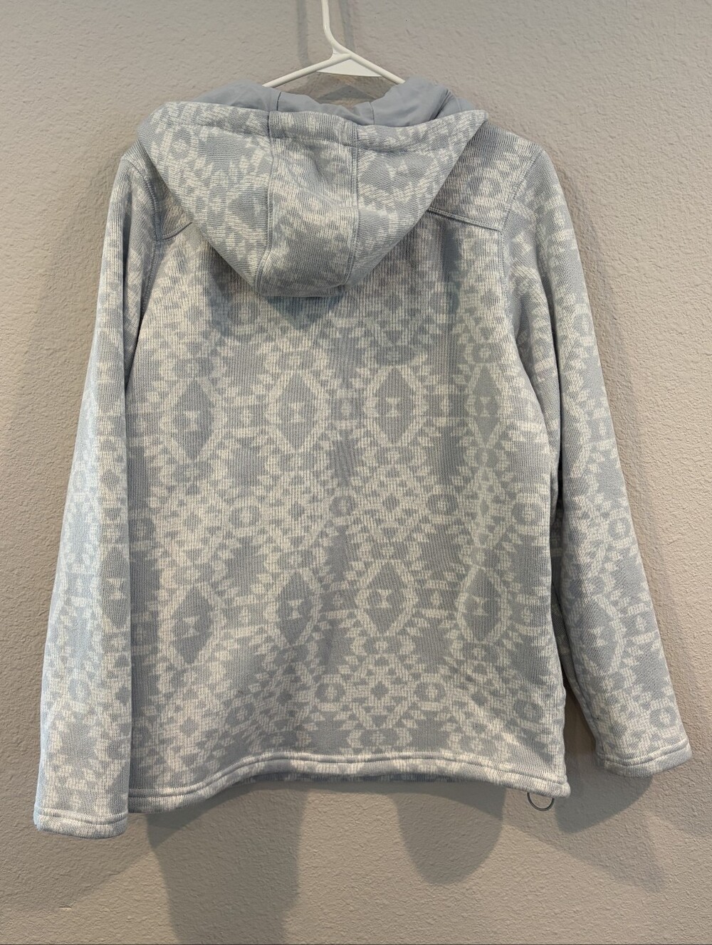 Columbia Womens Grey White All Over Print Half Zip Hooded Sweater Sweatshirt LG - Picture 2 of 3